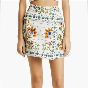 NWT FARM Rio Summer Garden Mini Wrap Skirt